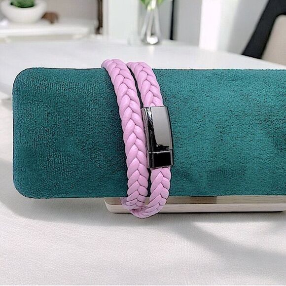 Double-wrap PU Braided Leather Magnetic Bracelet Wrap l 3 colors to choose! New - Picture 6 of 10